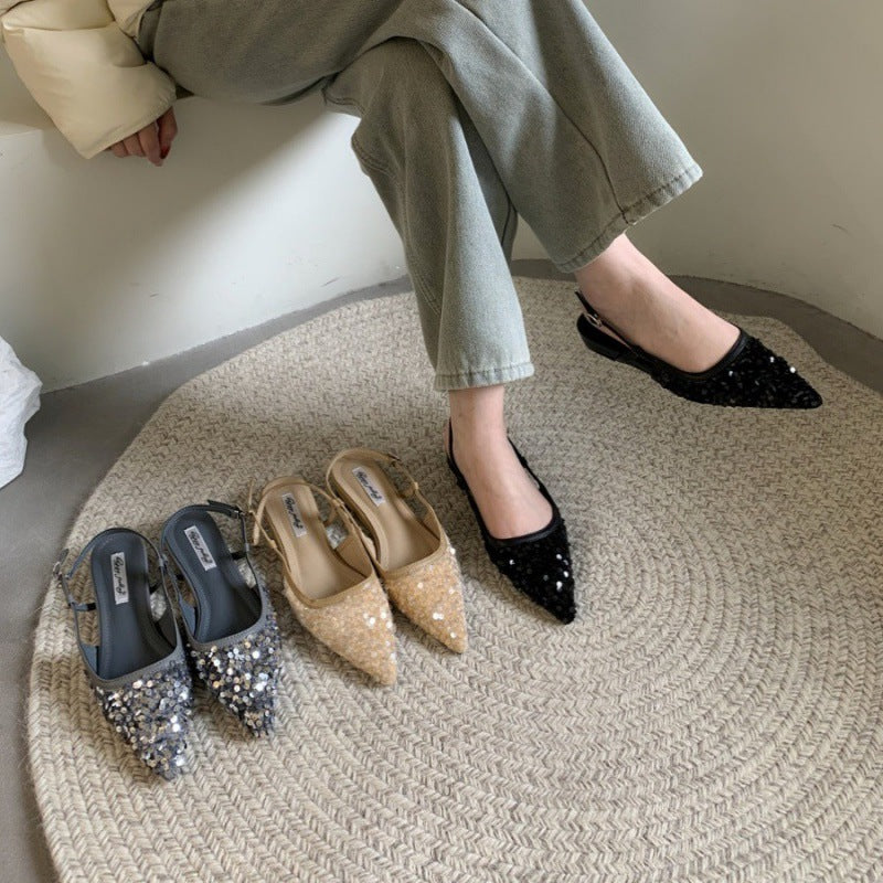 Women's Sequin Pointed-Toe Pumps | Elegant French-Style Heels