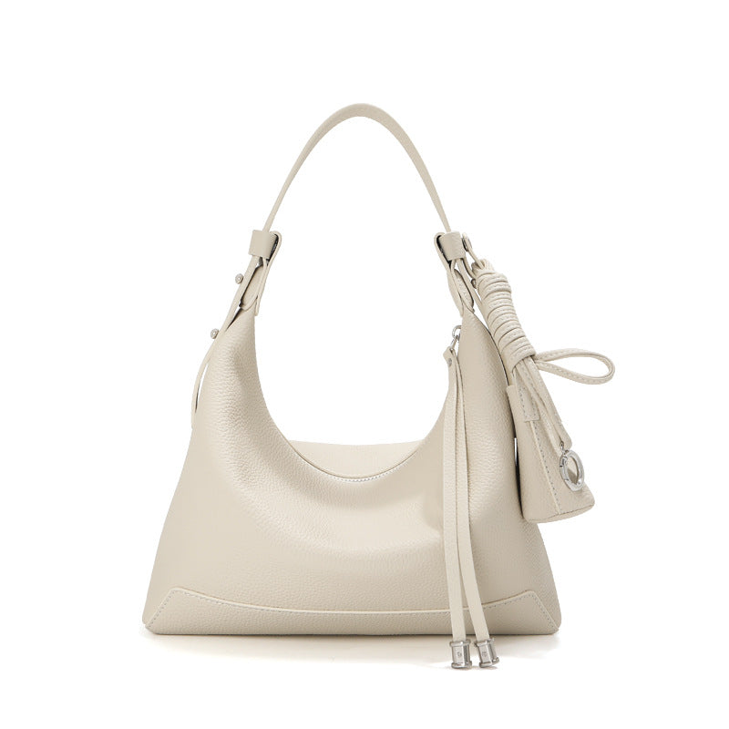 Genuine Leather Dumpling Shoulder Bag - Urban Minimalist Commuter Bag for Women