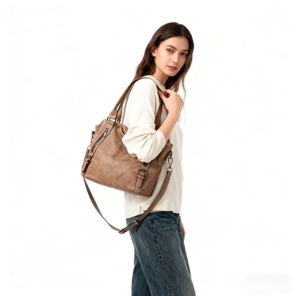 Spacious PU Leather Crossbody Handbag – Commuter & Travel Shoulder Bag for Women