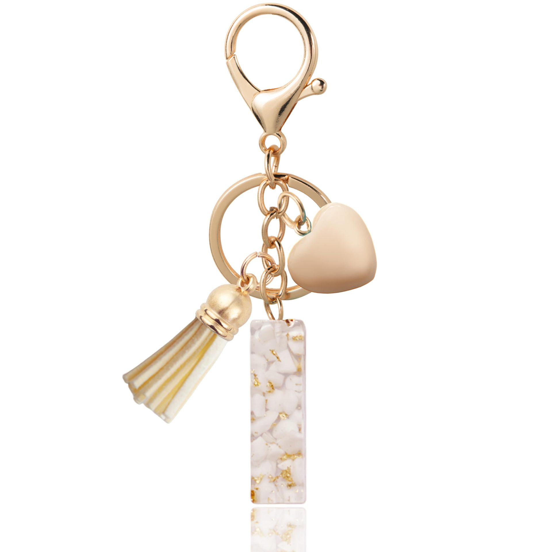 Personalized Heart Shell Letter Pendant Necklace with Tassel - A-Z Initial Charm