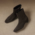 Women's Ankle Boots With Height Lift, Side Zipper & Fleece Lining | Square Toe Block Heel