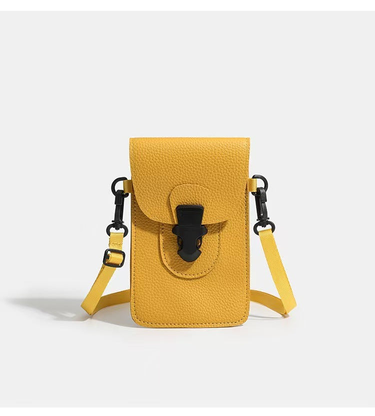 Minimalist Lock-Clasp Crossbody Mini Bag – PU Leather Unisex Shoulder Bag