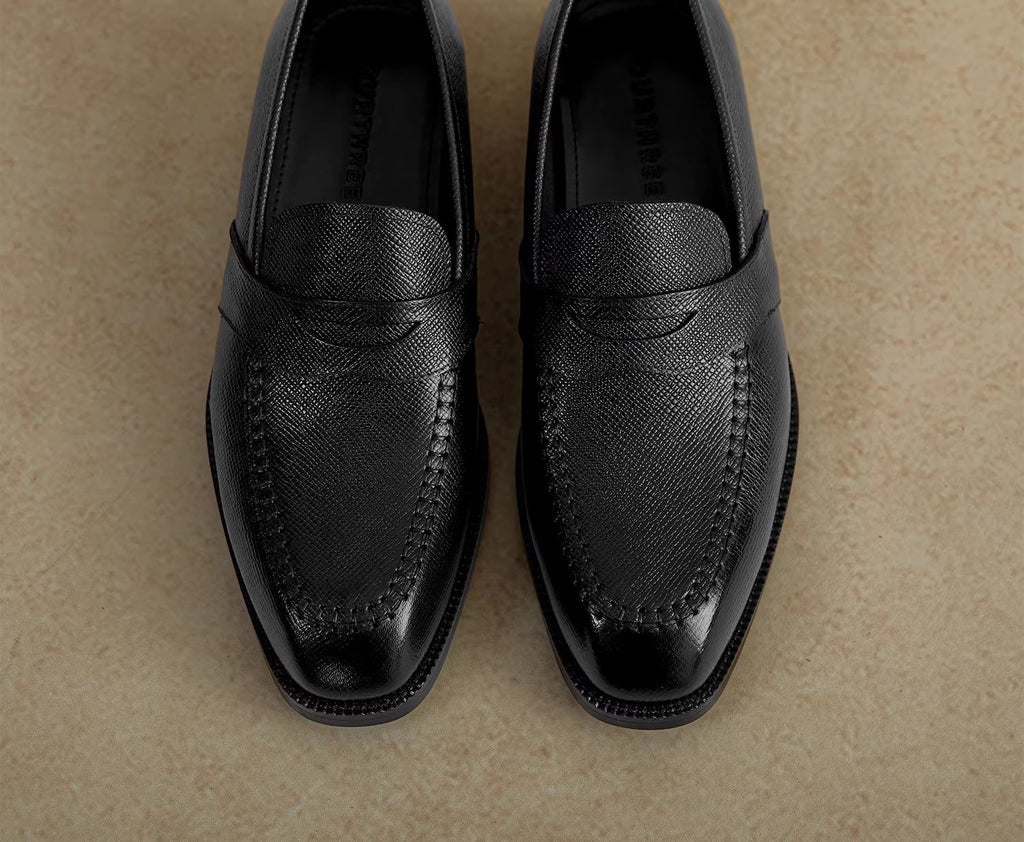 Men's Black Lace-Up Casual Shoes - Breathable Rubber Sole Comfort Sneakers
