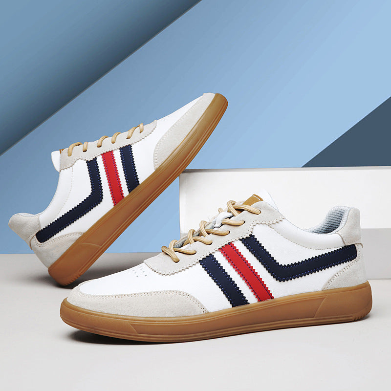 Men's Leather Height-Boosting Sneakers with Rubber Sole - Casual Elevator Shoes