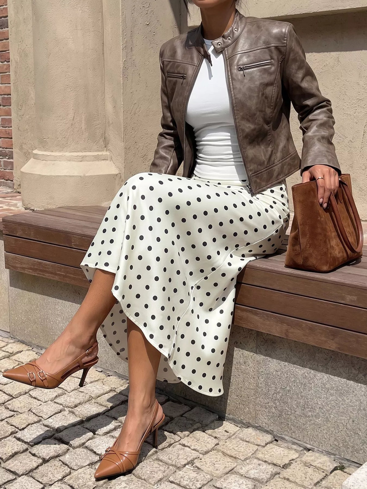 Polka-Dot Midi Skirt