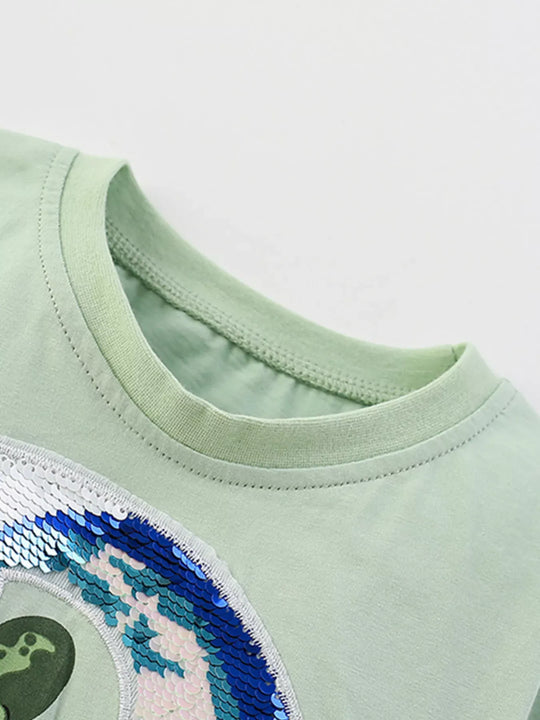 Another view: Kids' Octopus Graphic Cotton-Blend T-Shirt – Sage