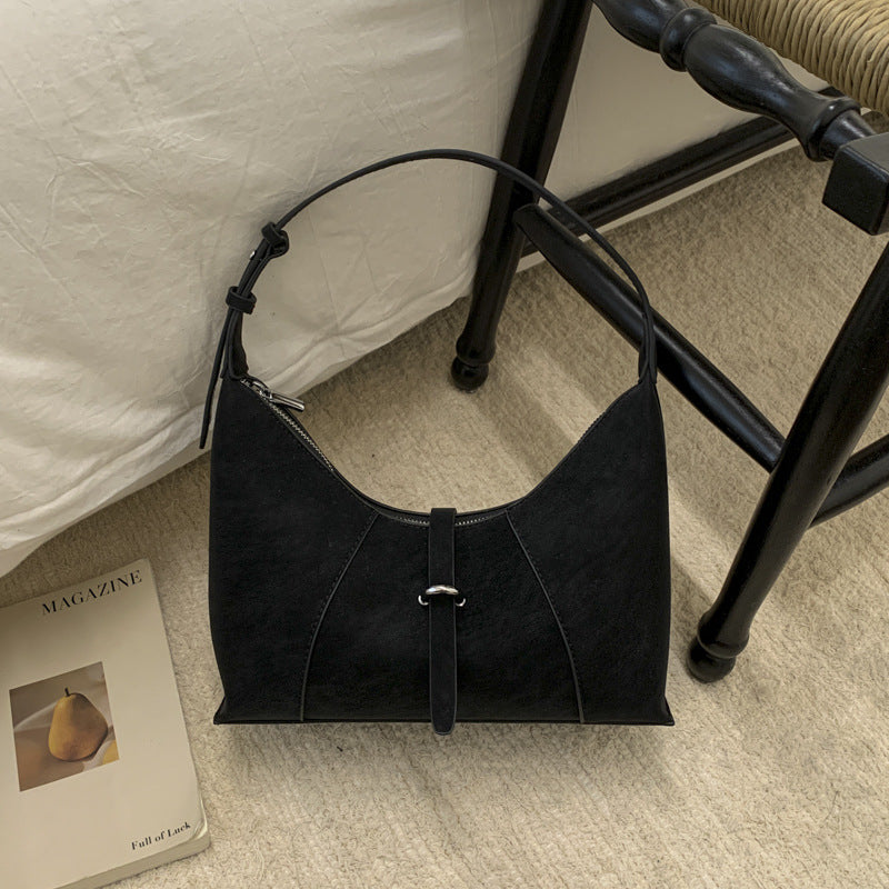 Korean Style Retro Matte Dumpling Underarm Bag for Women – PU Leather Crossbody Shoulder Bag