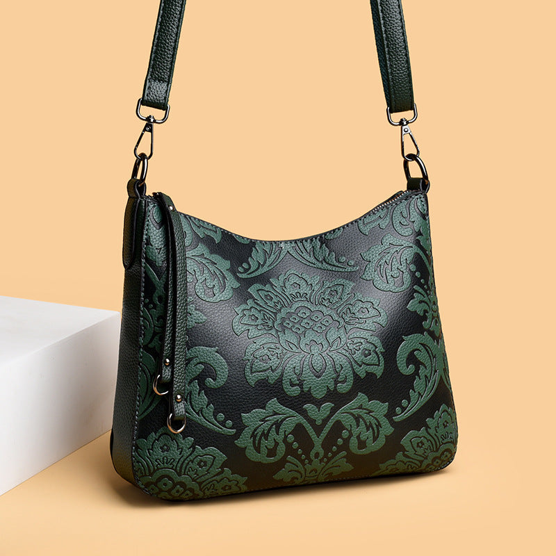 Women's PU Leather Crossbody Messenger Bag - Multi-Compartment Shoulder Bag