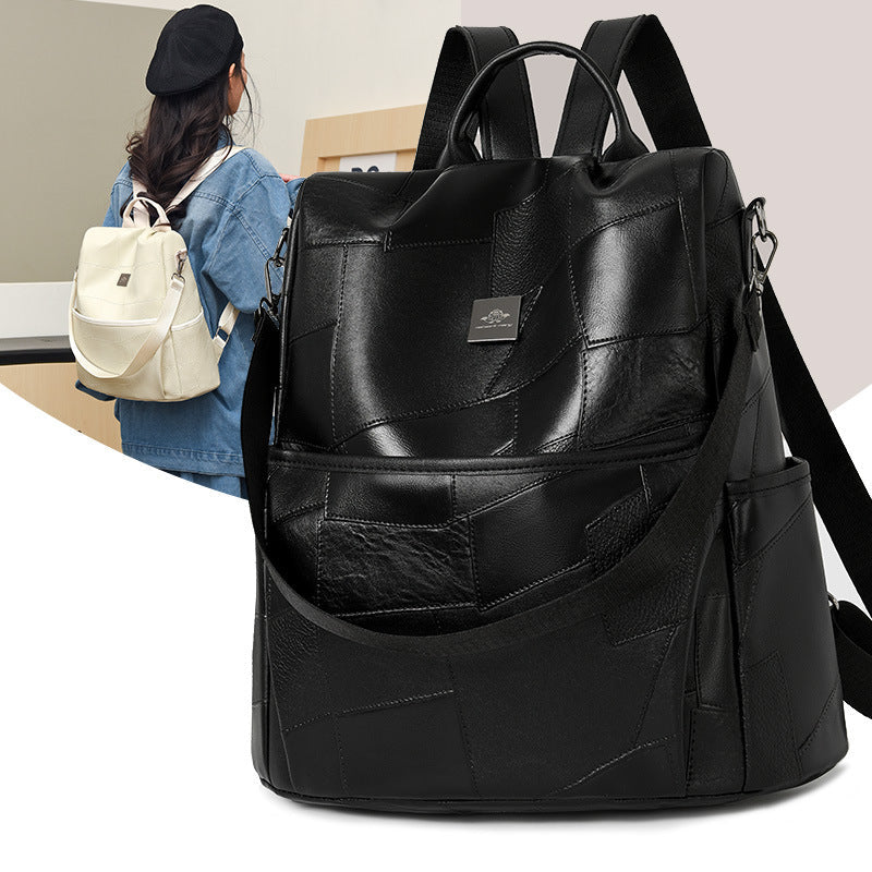 Western-style Minimalist Backpack – PU Leather Casual Travel Bag