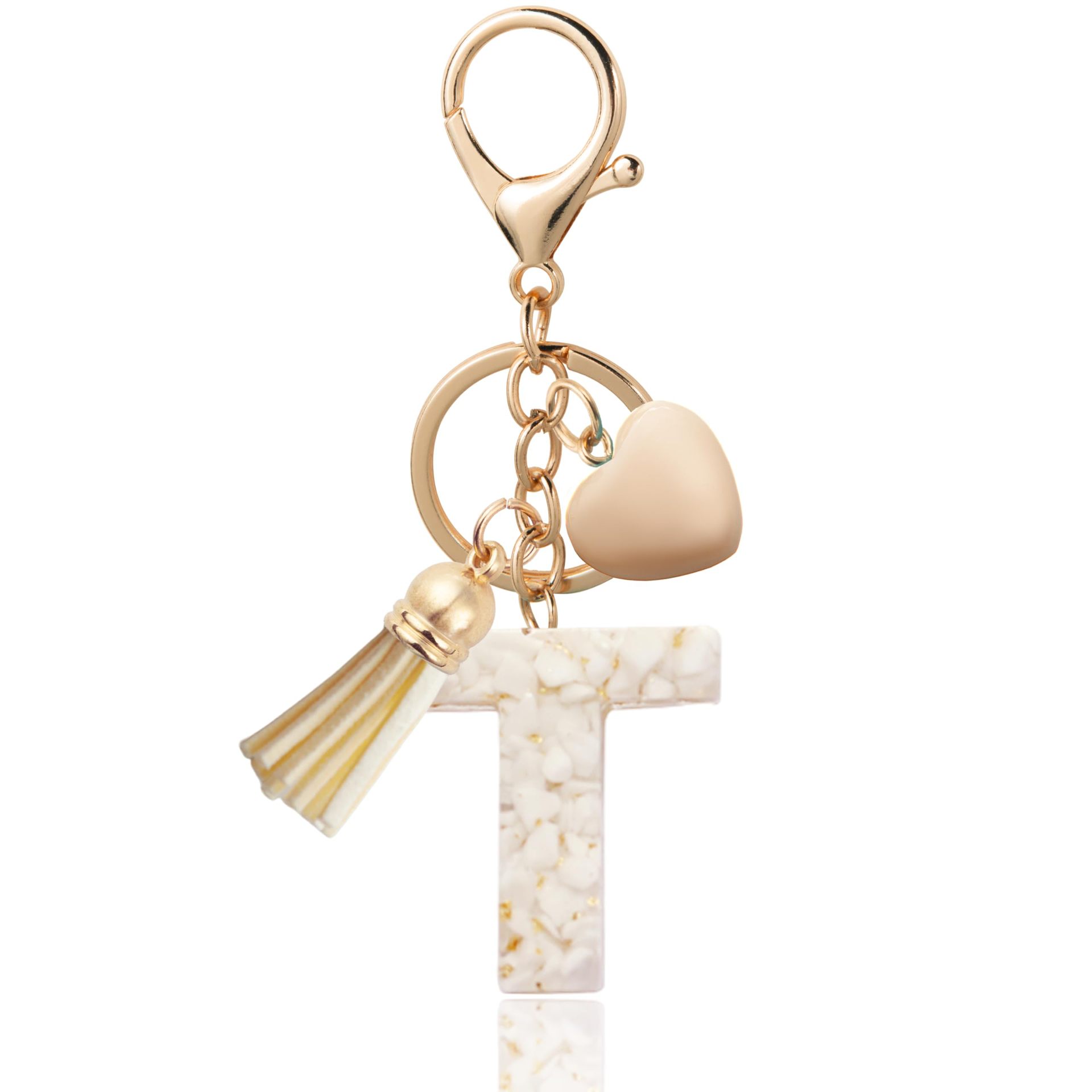 Personalized Heart Shell Letter Pendant Necklace with Tassel - A-Z Initial Charm