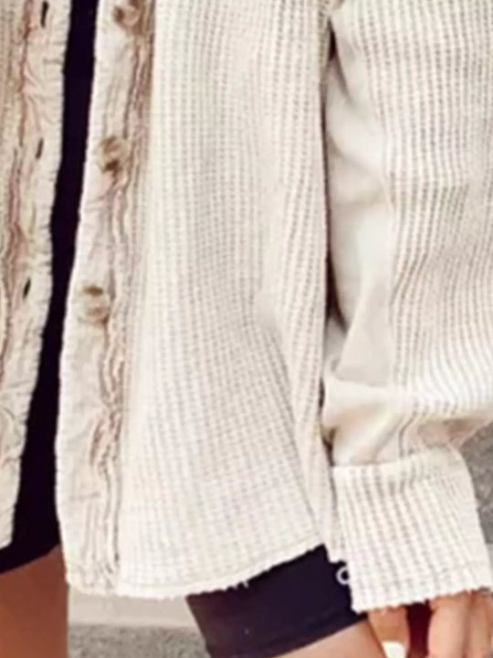 Another view: Oversized Waffle Knit Button-Up Jacket