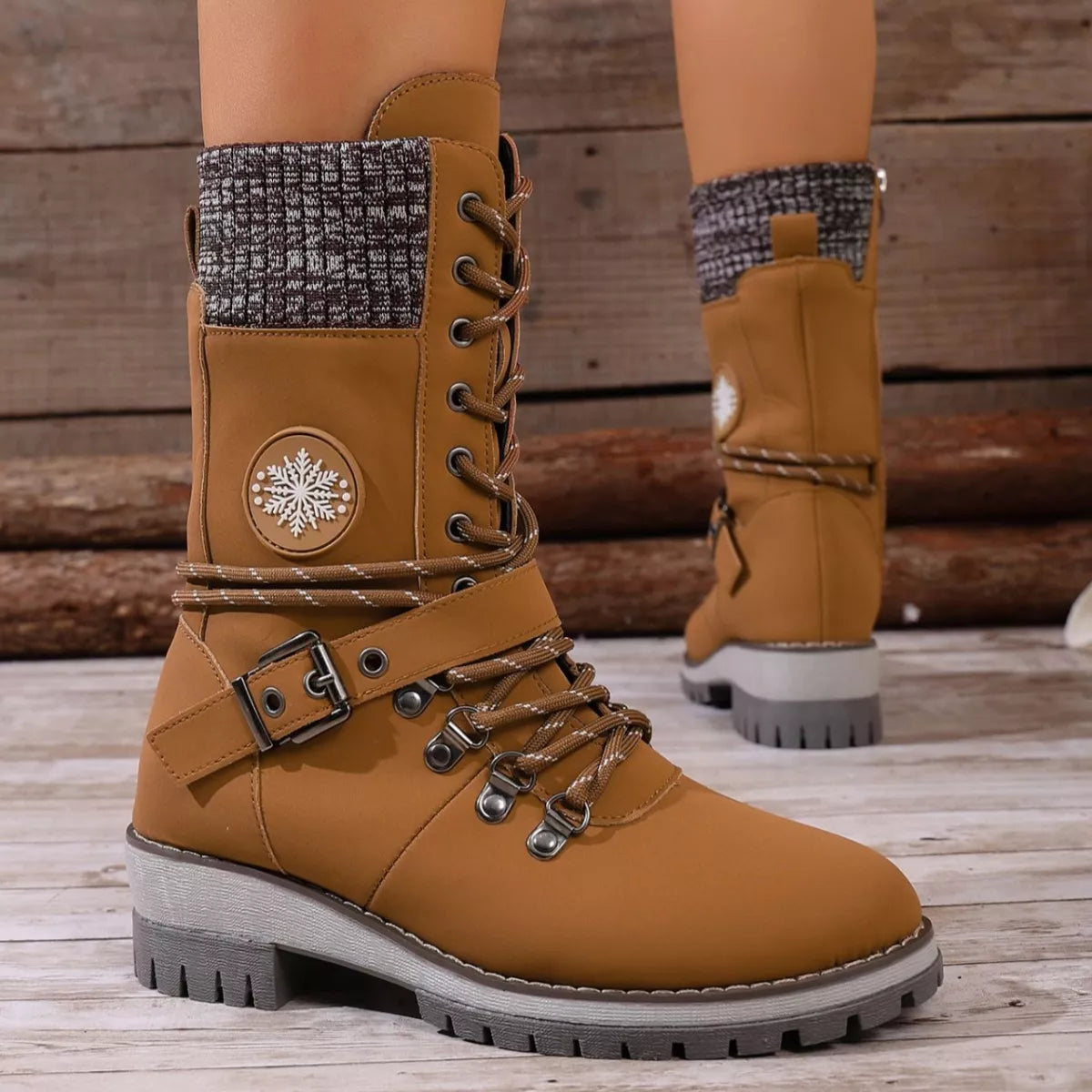 Women's Lace-Up Ankle Combat Boots – PU Leather Low Heel Military Style