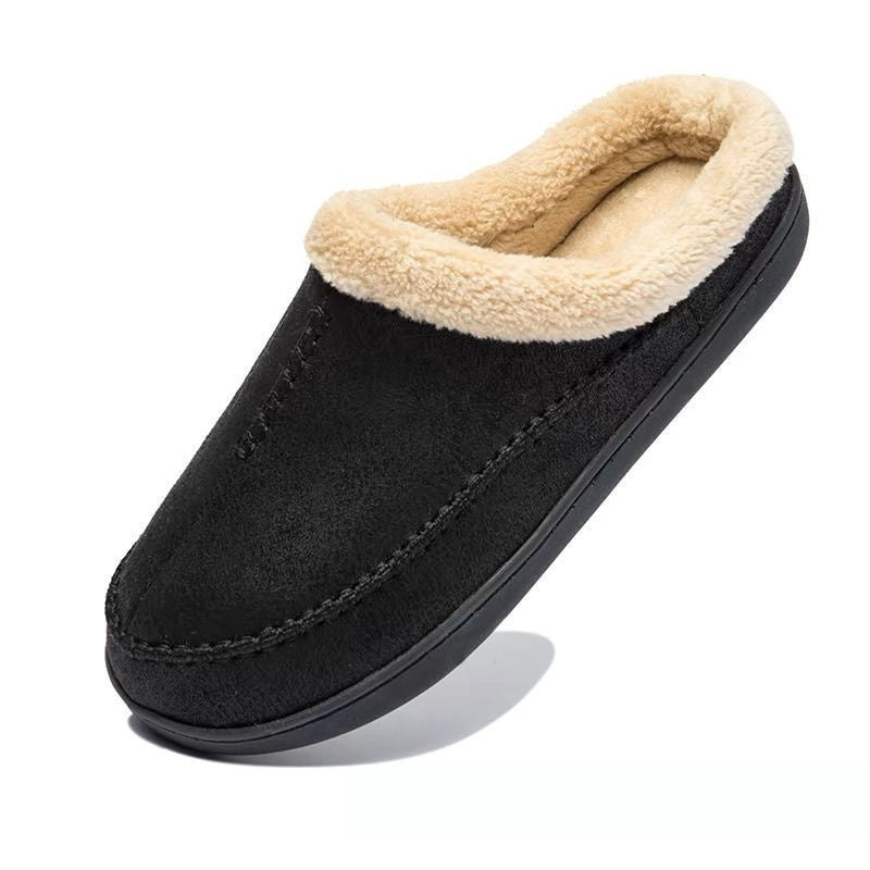 Men's Fur-Lined Non-Slip Bean Slippers | Warm Indoor Cotton Shoes | EU 39–49