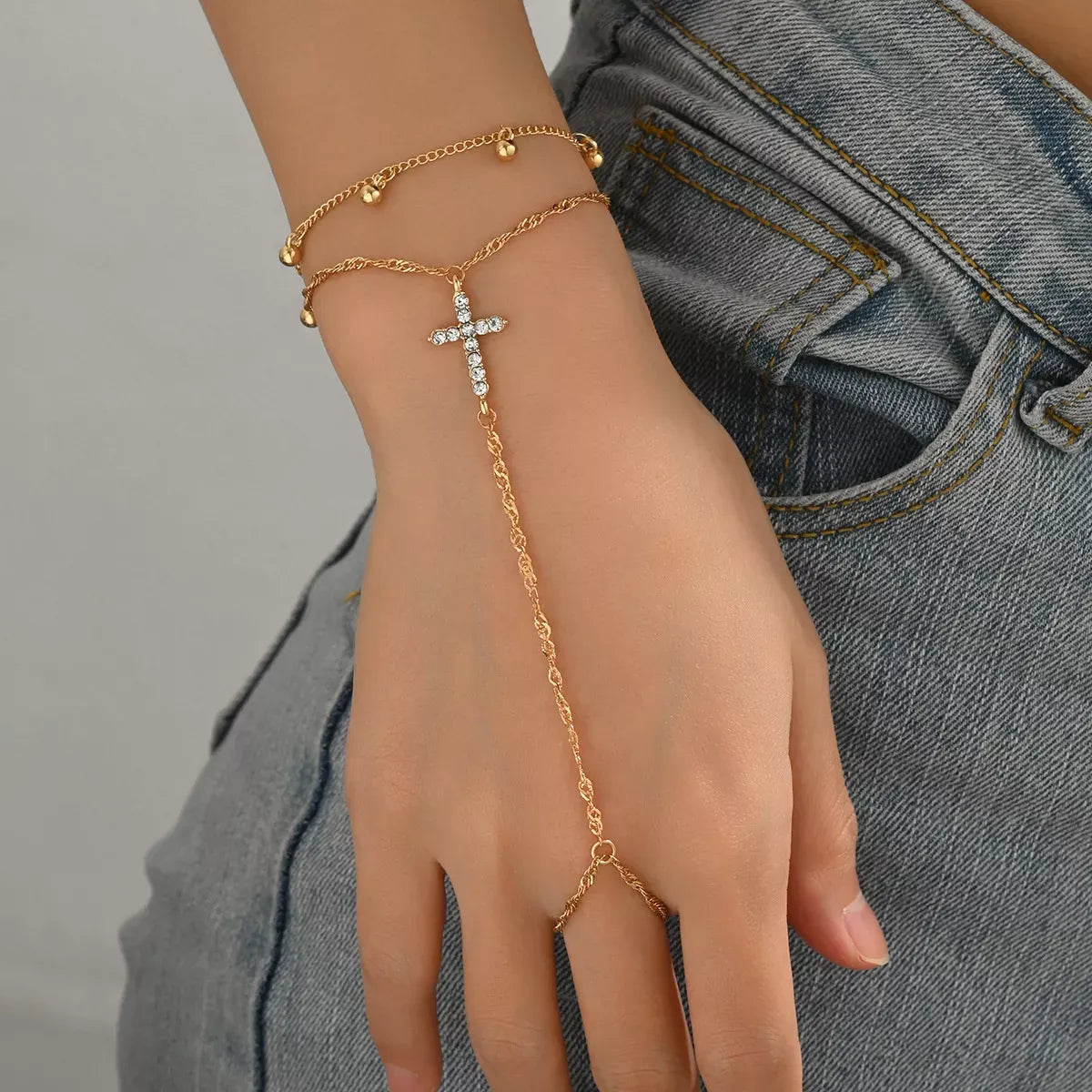 18K Gold-Plated Cross Chain Bracelet — photo 2