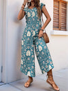 Solene Printed Crewneck Cap Sleeve Wide-Leg Jumpsuit — product view 1