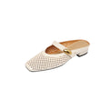 Women's Sheepskin Mary Jane Mules | Perforated Square Toe Low Block Heel Slides