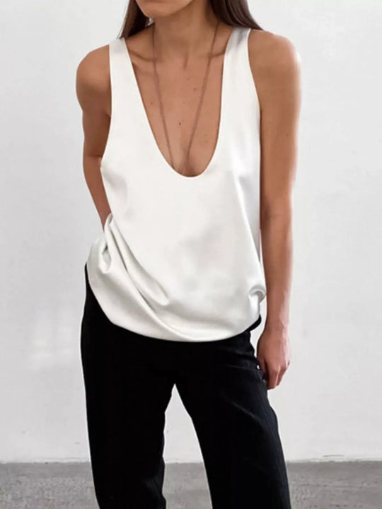 Another view: Satin Deep V-Neck Tank