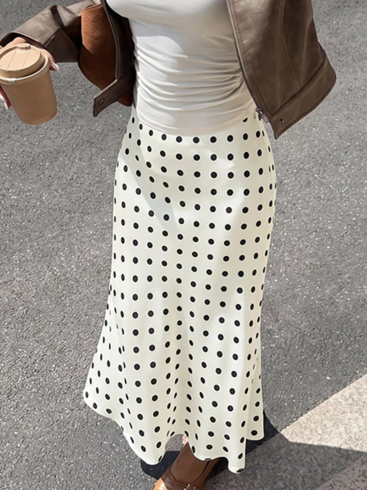Polka-Dot Midi Skirt