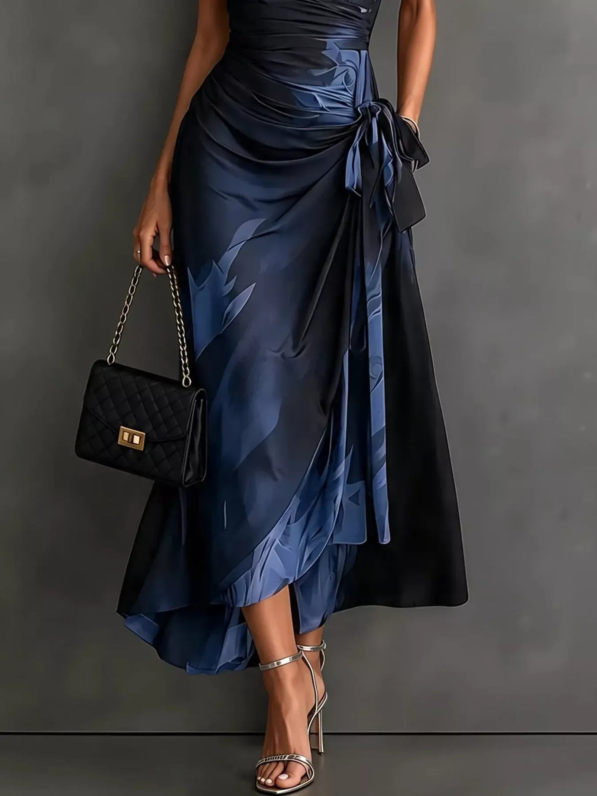 Women's High-Low Surplice Dress with Tie Waist — photo 9
