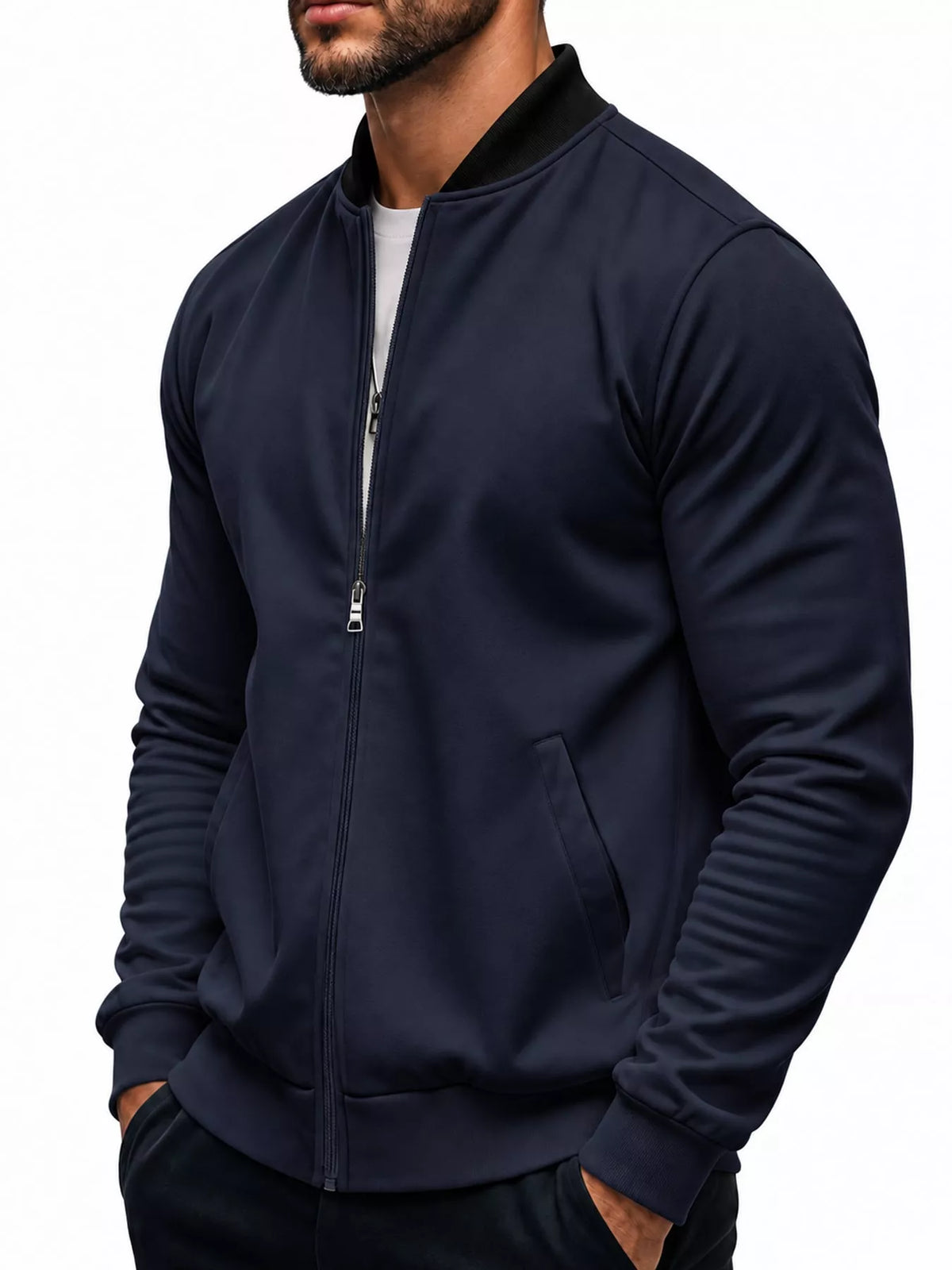 Men's Classic-Fit Zip-Up Bomber Jacket with Pockets — photo 17
