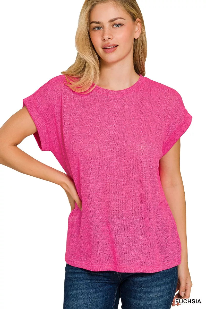 Hacci Slub Rolled Up Sleeve Tee