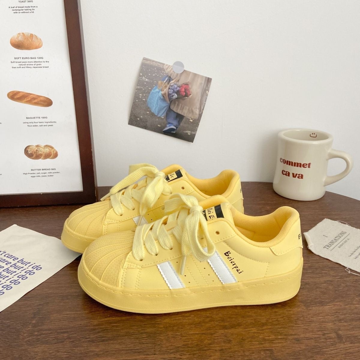 Women's Shell Toe Casual Sneakers | PU Leather Low-Top Lace-Up