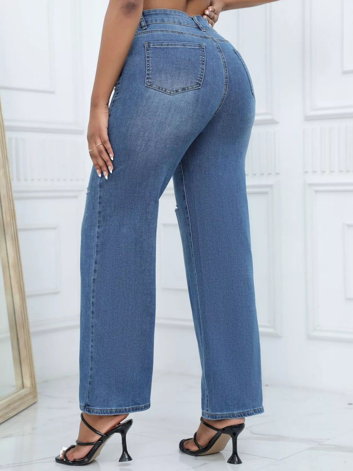 Women's Distressed Wide-Leg Jeans