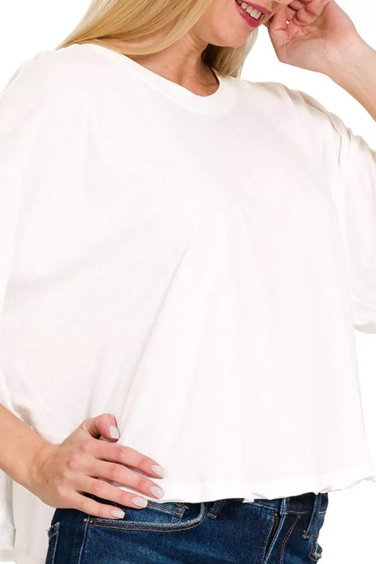 Another view: Cotton Round Neck Short Sleeve T-Shirt