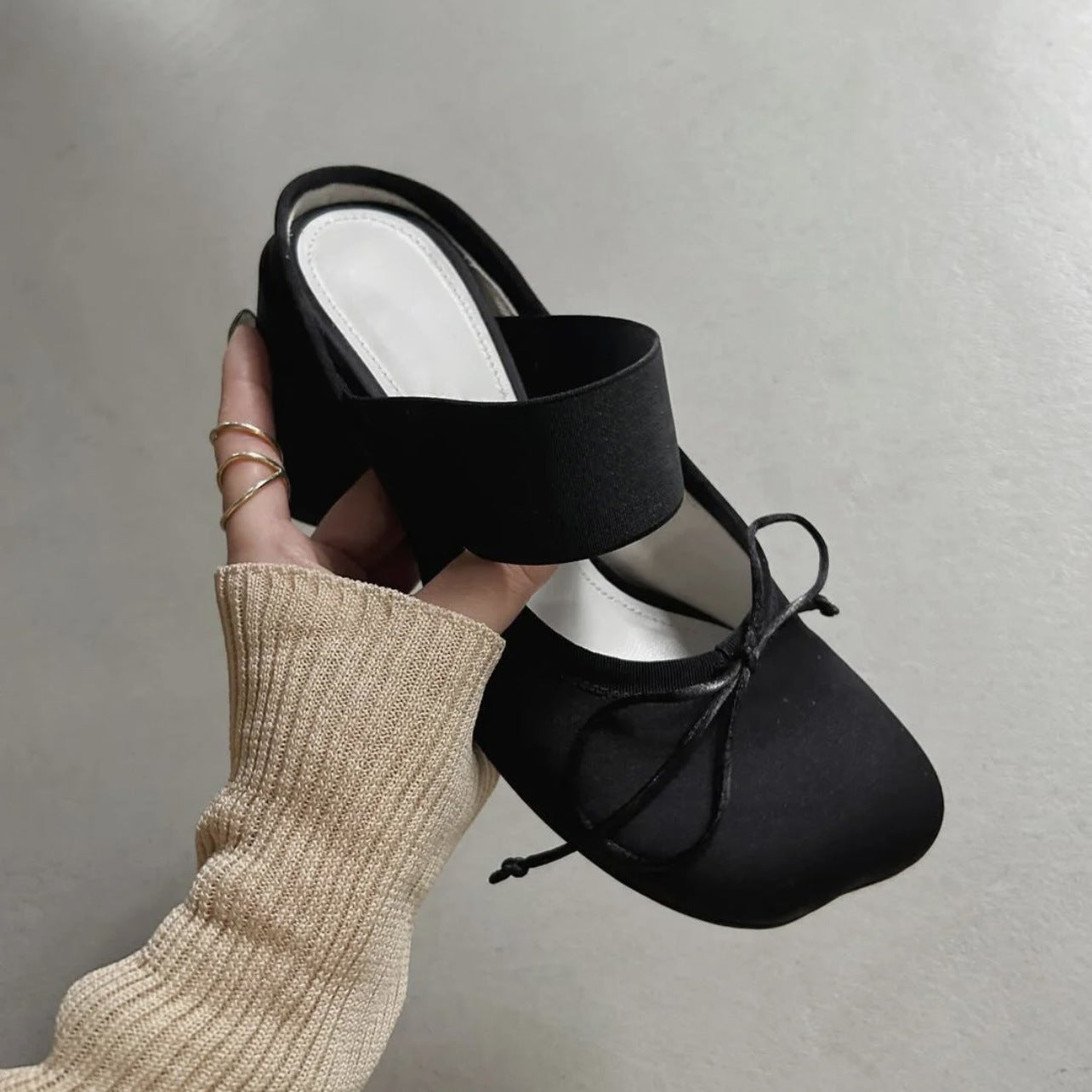 Women's Mary Jane Chunky Heel Ballet Flats | Satin Square Toe Slip-On Dress Shoes