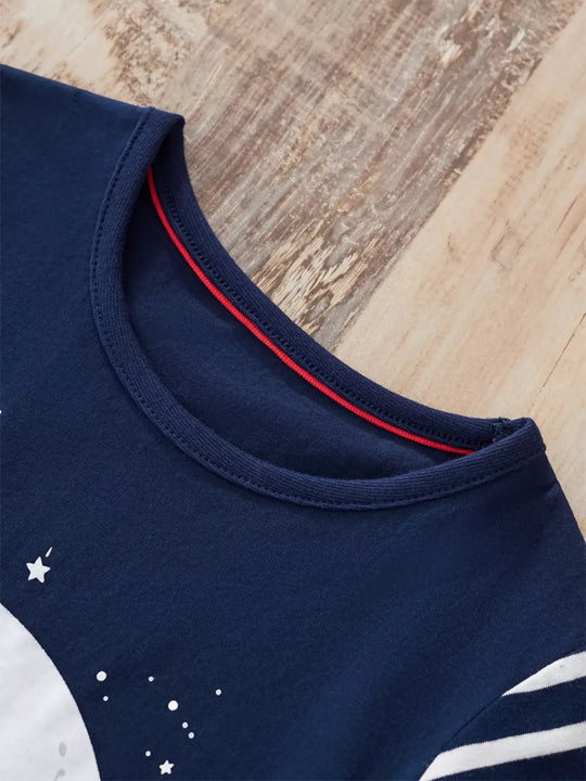 Another view: Santa Sleigh Cotton Long-Sleeve T-Shirt — Navy