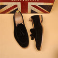Men's Classic British Pointed Toe Slip-On Loafers - Genuine Leather Dress Shoes