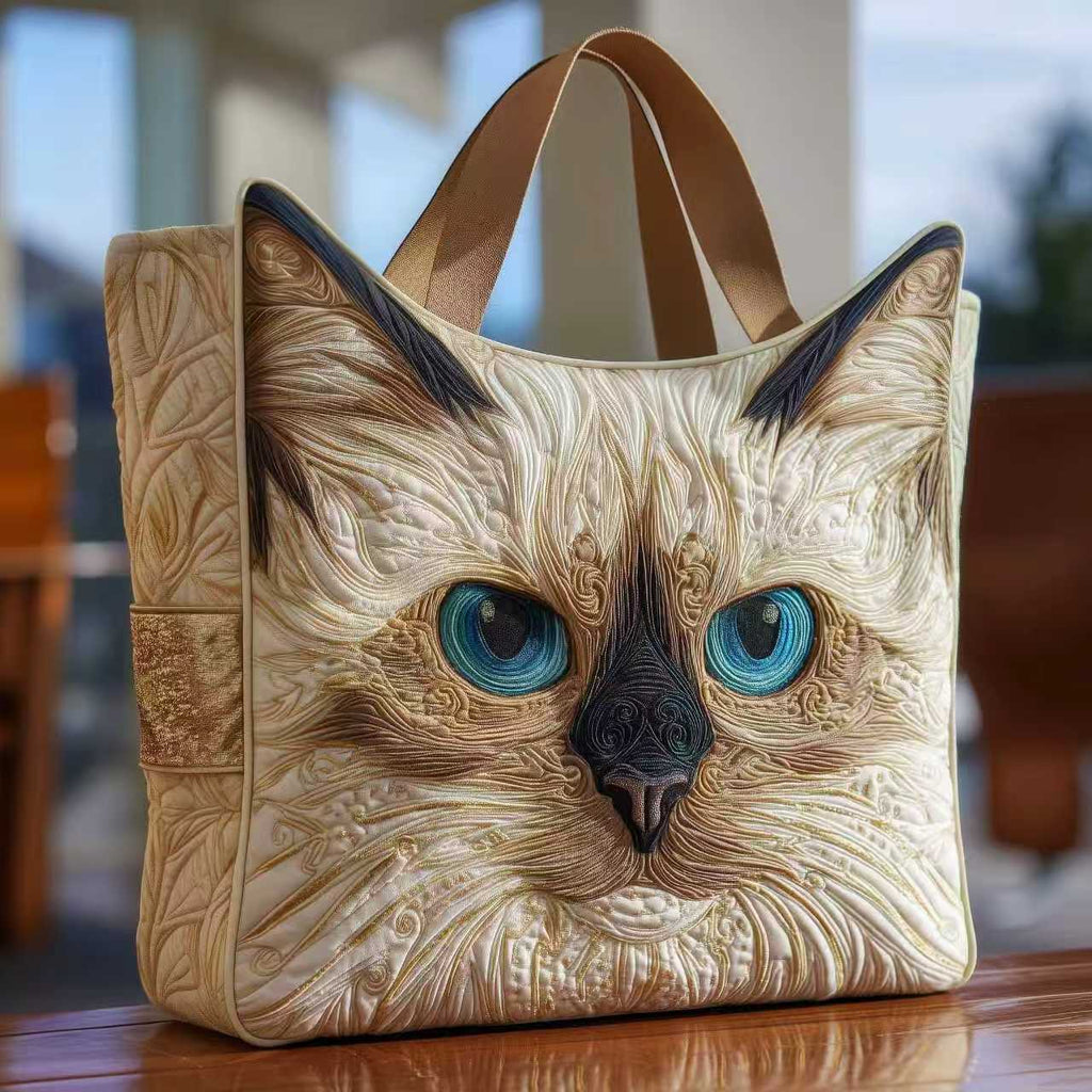 Quilted Digital Print Tote Bag - High Capacity Women's Shoulder Bag with Embroidery