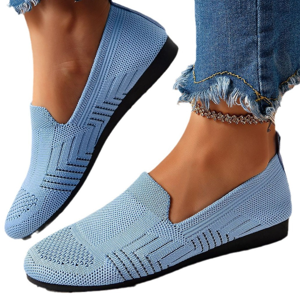 Women's Casual Slip-On Flats - Breathable Hollow-Out Design Shoes