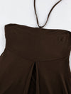 Brown halter-neck high-split longline top