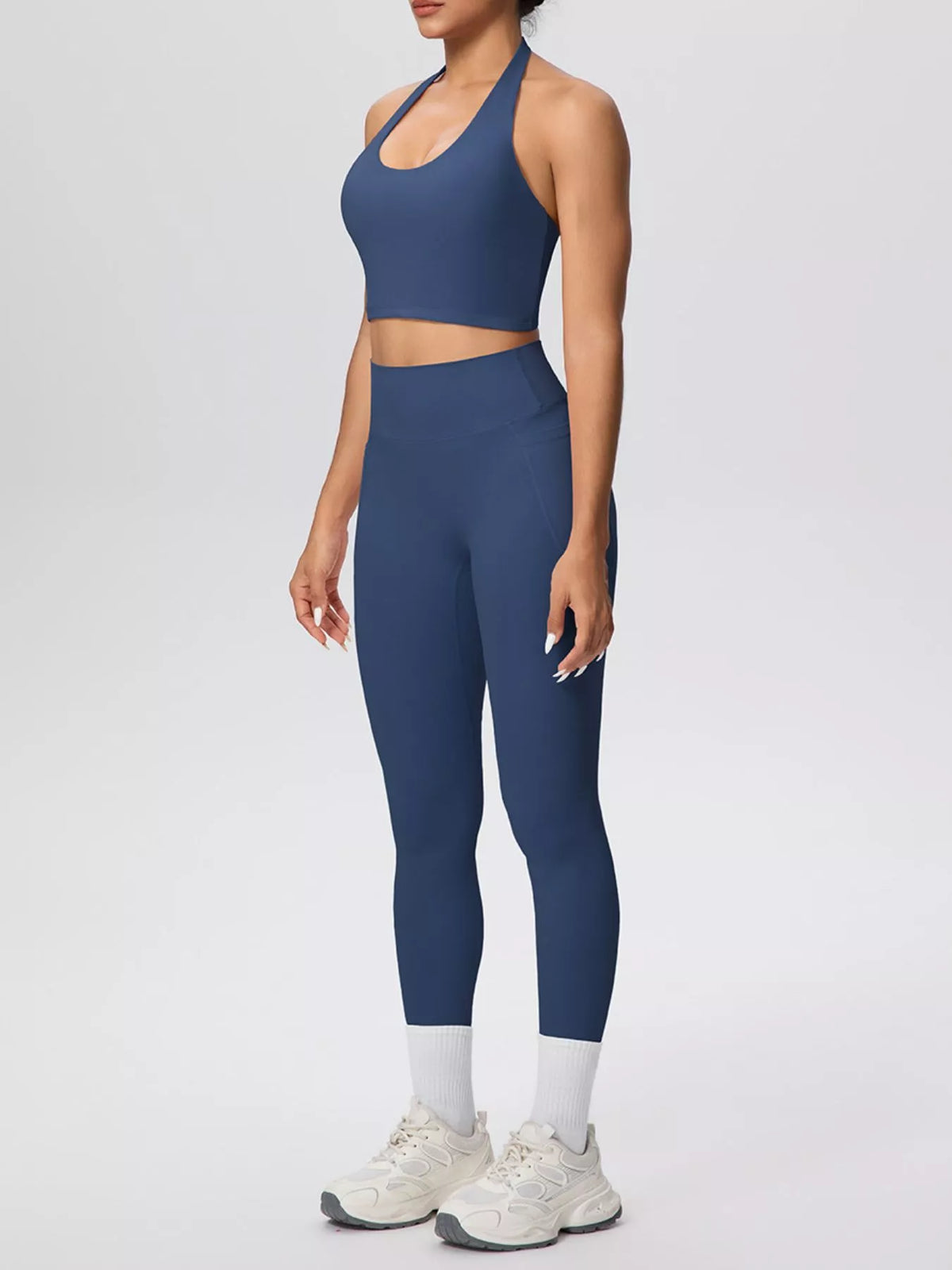 Halter Crop Top & High-Waisted Leggings Set