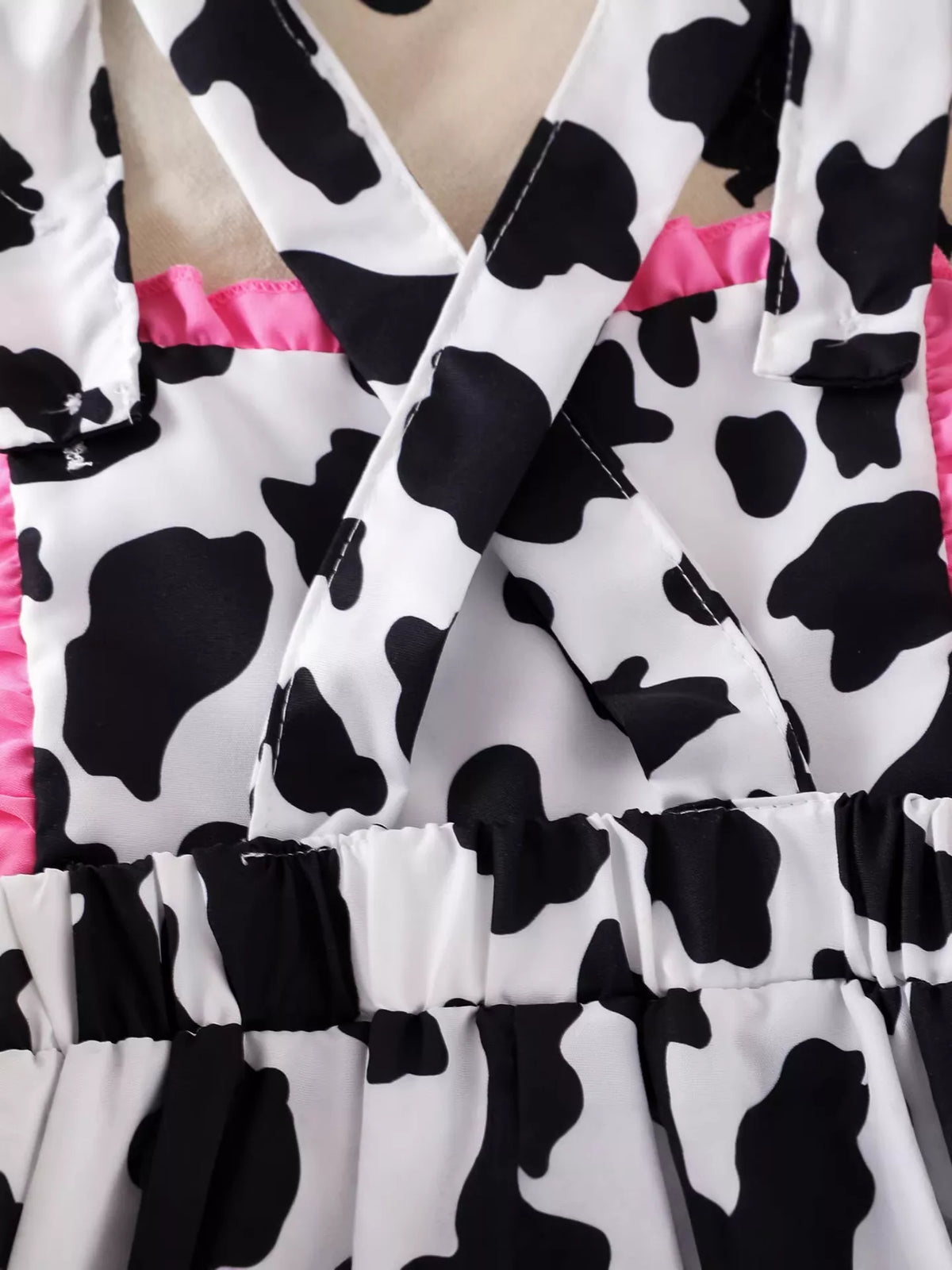 Children's Cow-Print Ruffle Jumpsuit