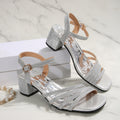 Women's Square Toe Chunky Heel Sandals - Fish Mouth Design PU Leather Summer Heels