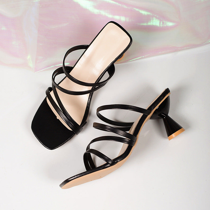 Plus-Size Square Toe Stiletto Heel Sandals