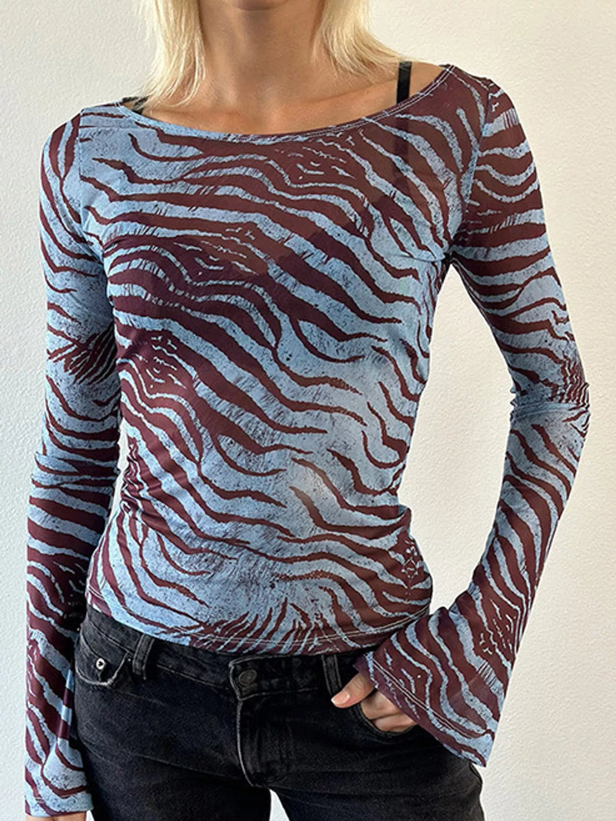 Women's Printed Slim-Fit Long-Sleeve Top — photo 8