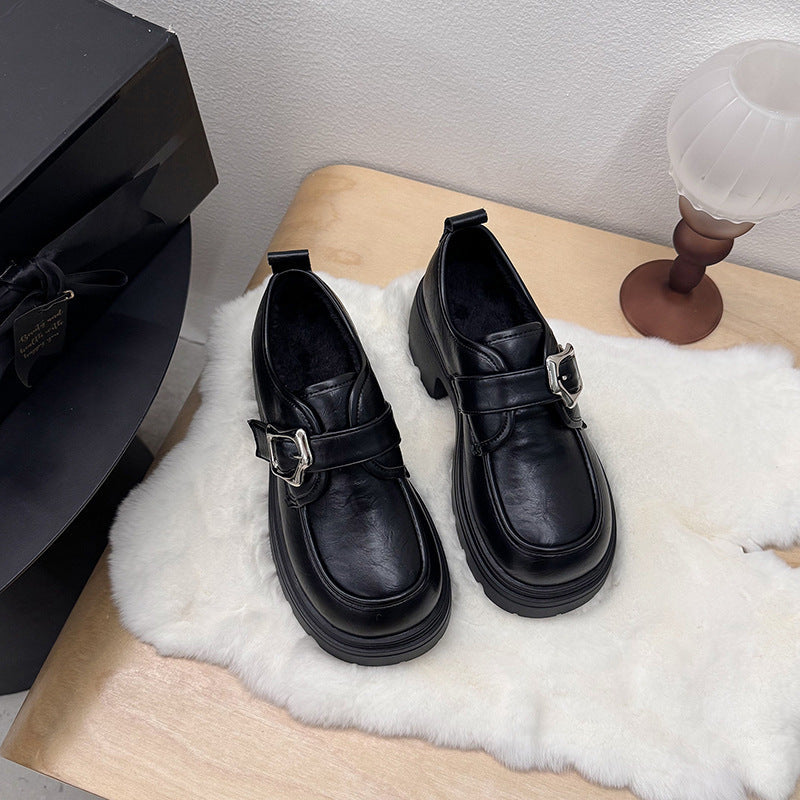 British-Style Platform Leather Shoes