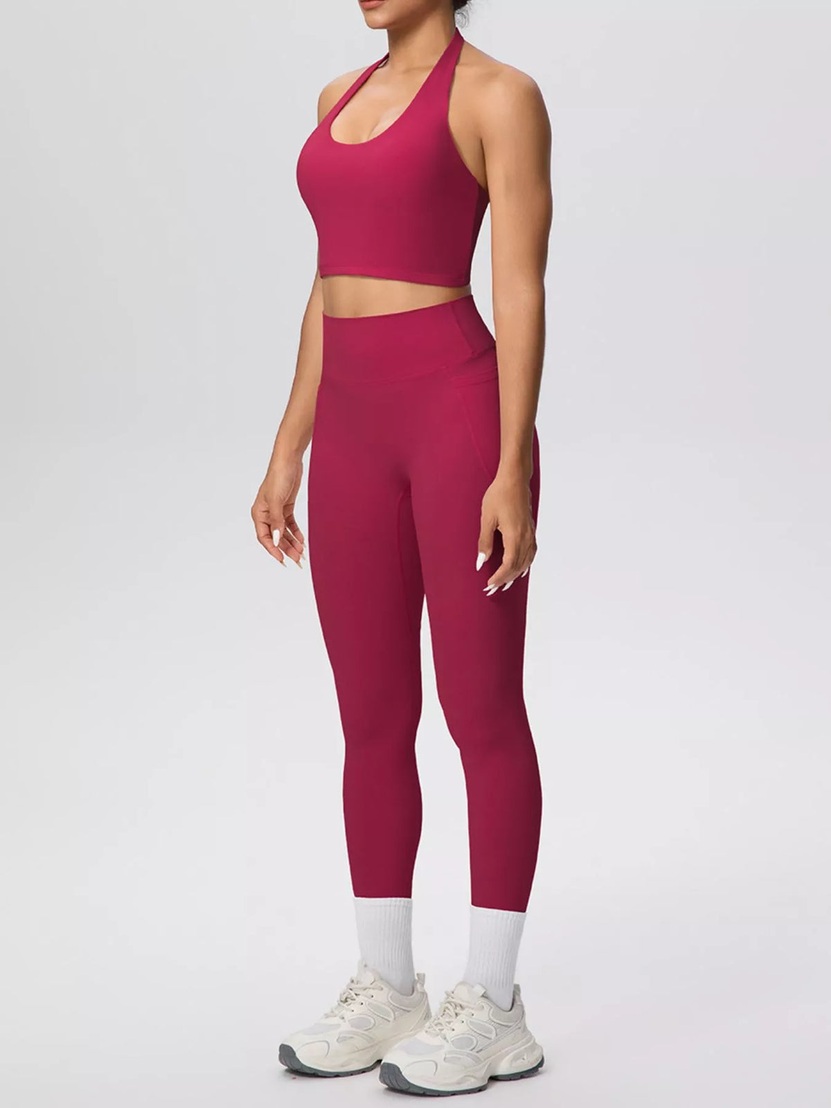 Halter Crop Top & High-Waisted Leggings Set