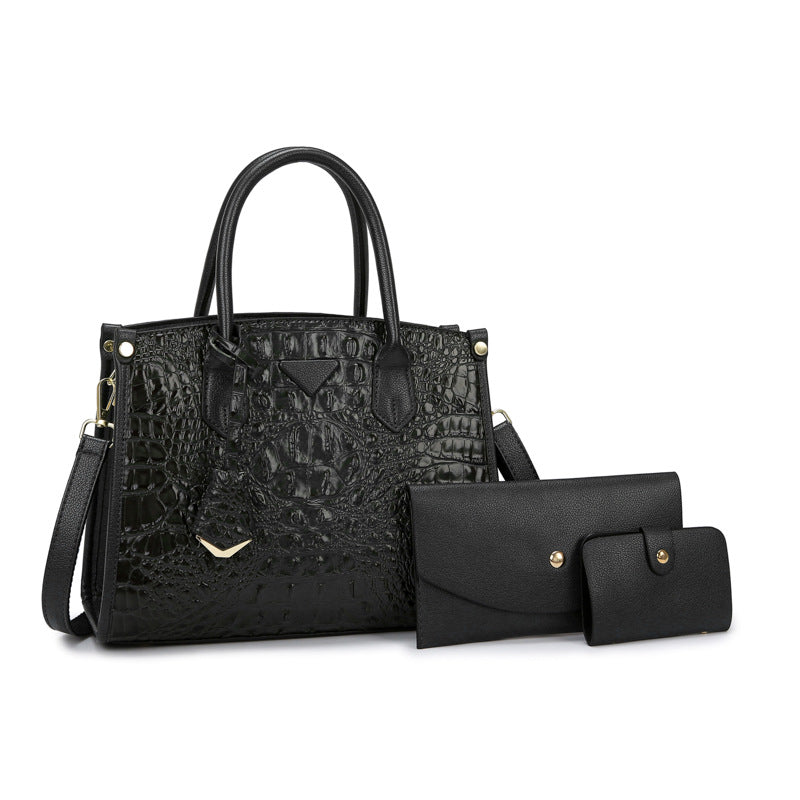 Vintage Crossbody Statement Handbag Set for Women - PU Leather Retro Shoulder Bag