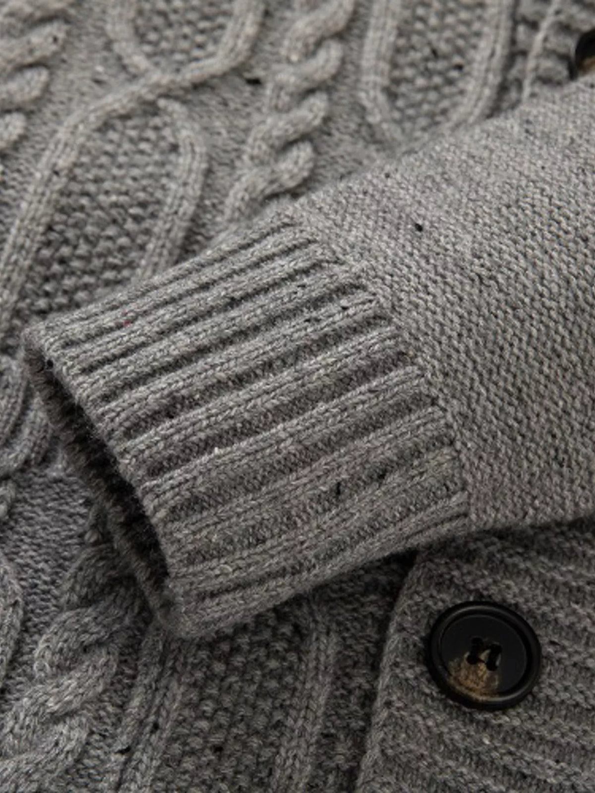 Men's Plus Size Cable-Knit Shawl Collar Cardigan