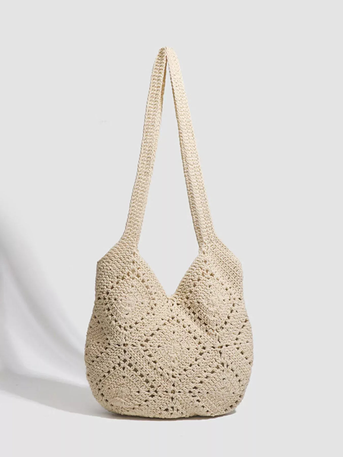 Beige Crochet-Knit Shoulder Bag — photo 3