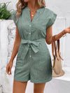 Liora Striped Notched Tie Waist Romper — product view 9