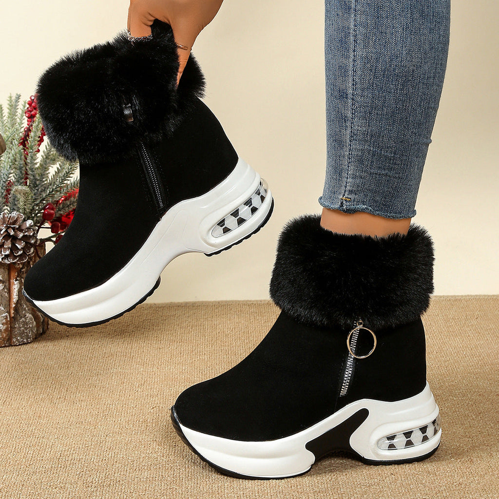Women's Platform Fleece-Lined Ankle Boots | Height-Enhancing Winter Snow Boots