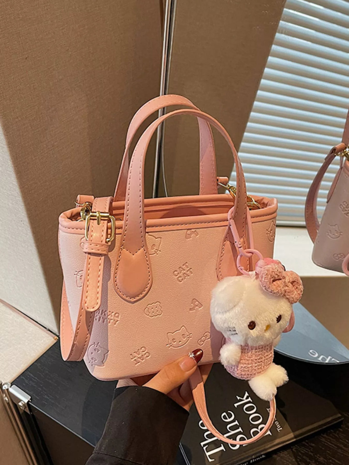 Pink Cat-Detail Mini Crossbody Bag