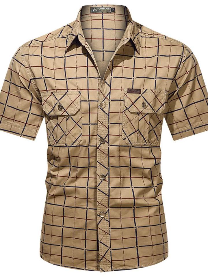 Men's Plus Size Casual Plaid Short-Sleeve Shirt