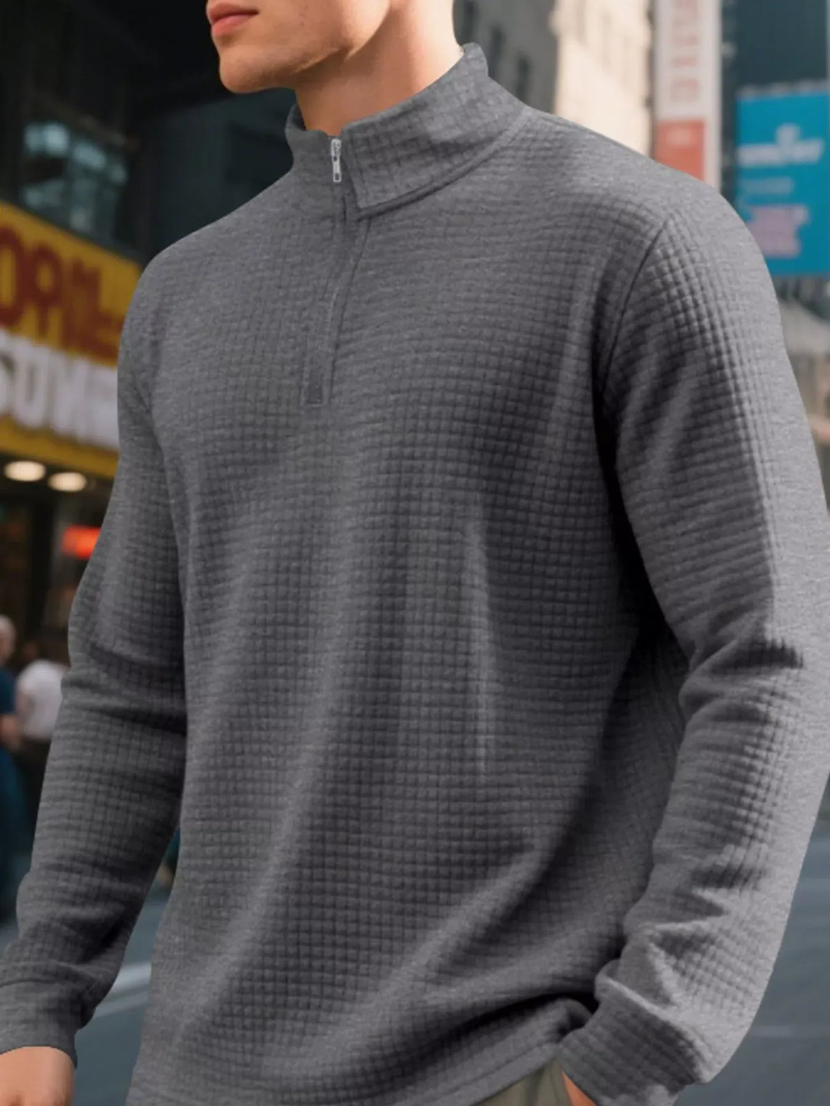 Men's Waffle-Knit Quarter-Zip Sweatshirt — photo 28