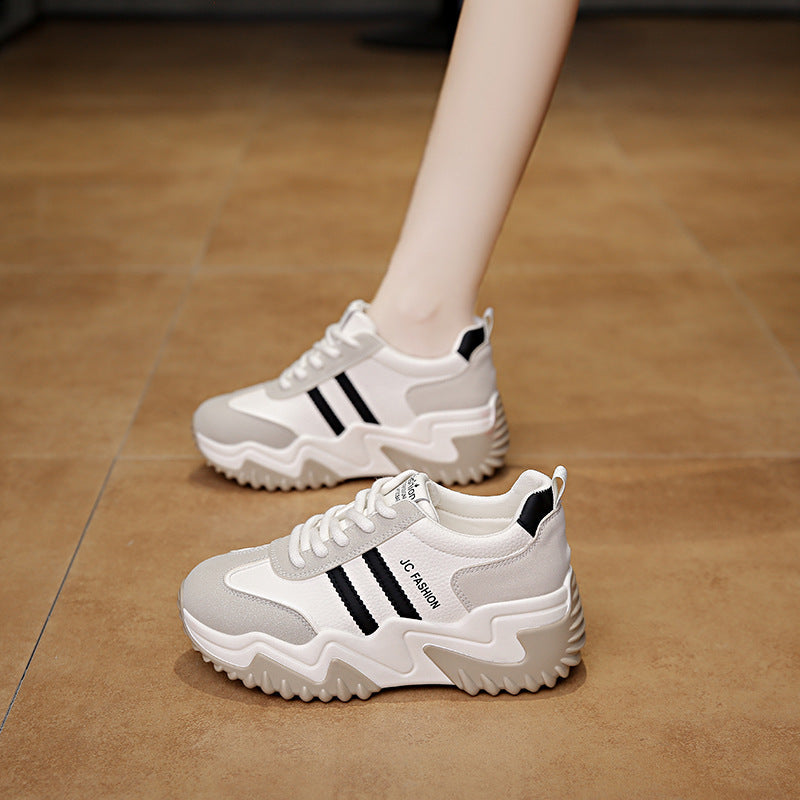 Women's Thick Sole Running Sneakers - Casual Platform Sneakers with Height Enhancement